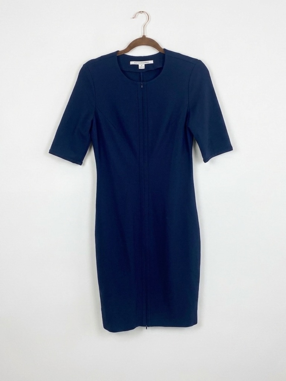 Diane von Furstenberg DVF Navy Blue Saturn Full Front Zip Sheath Dress Size 8